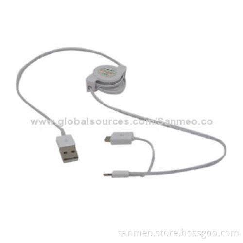Triplug retractable cable for iPhone 5/micro USB, charge various digital devices, high speedNew